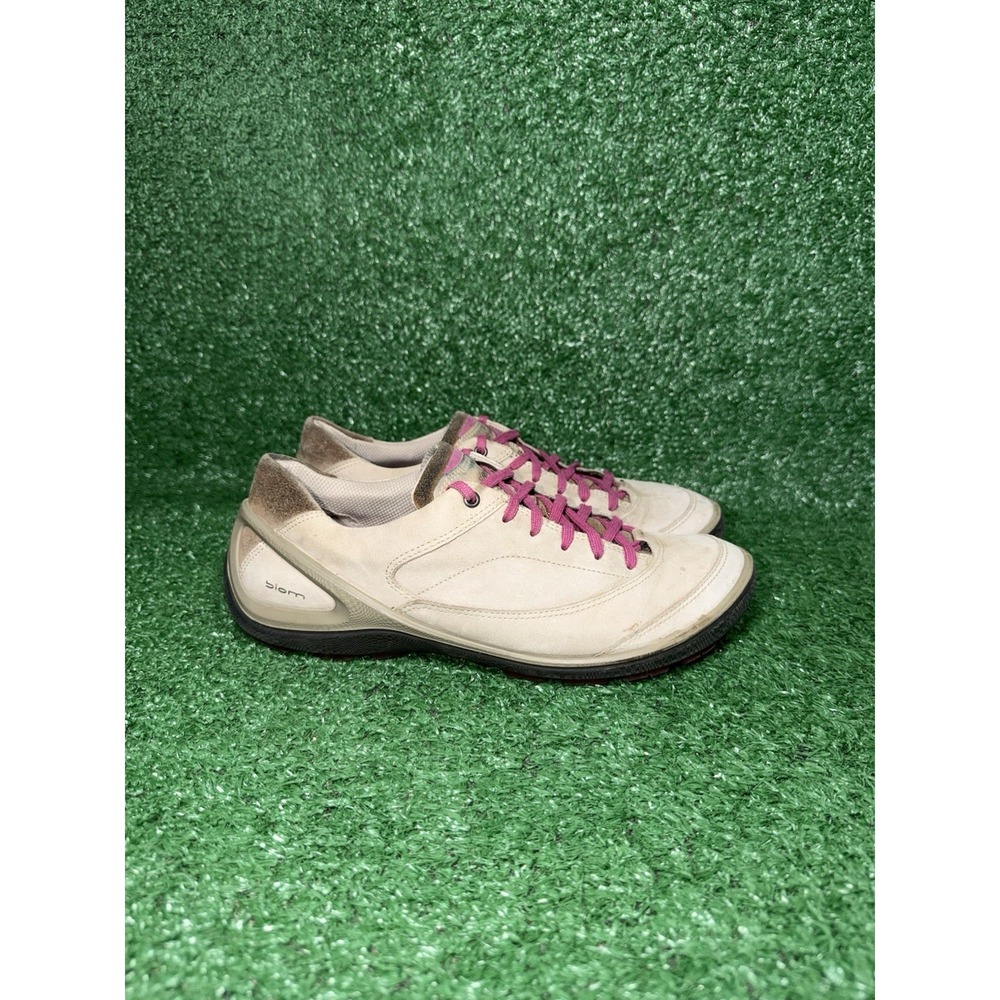 Ecco Shoes Women's Size 7 BIOM Beige YAK Leather Casual Comfort Walking Sneakers